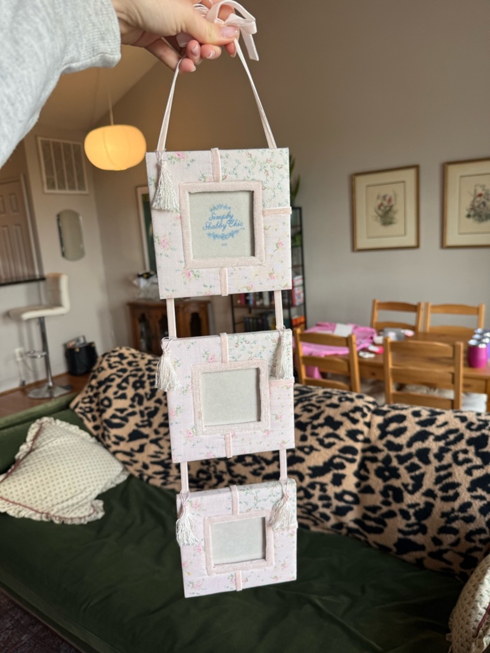 Simply Shabby Chic Soft Pink Floral Hanging Triple Frame